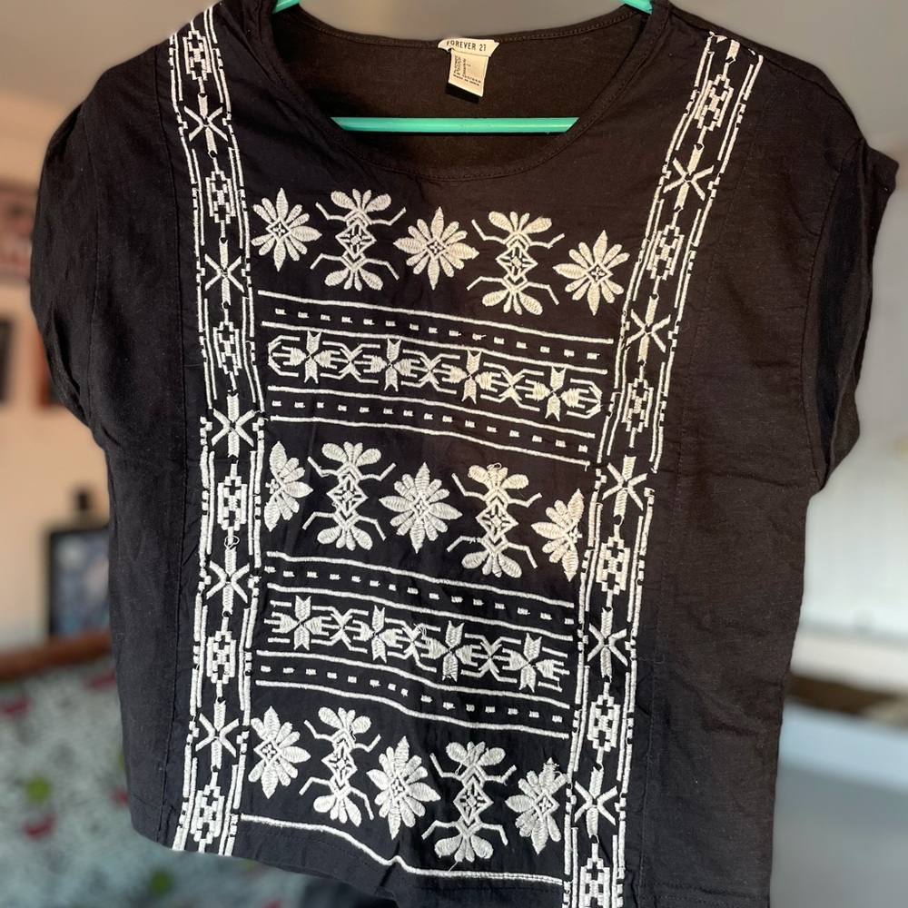 Embroidered black shirt